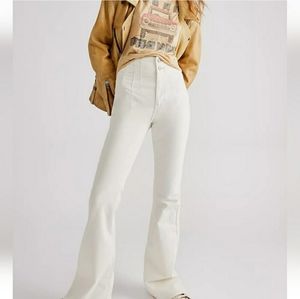Free People We the Free Jayde High Rise Flated Leg White Jeans.